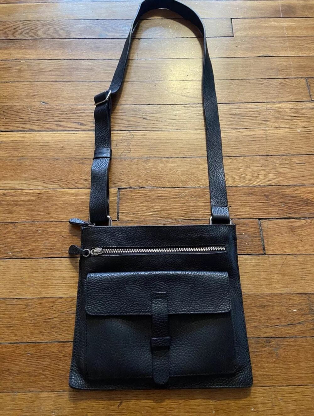 IMPERIO JP Black Pebbled Leather Hippie Crossbody Bag